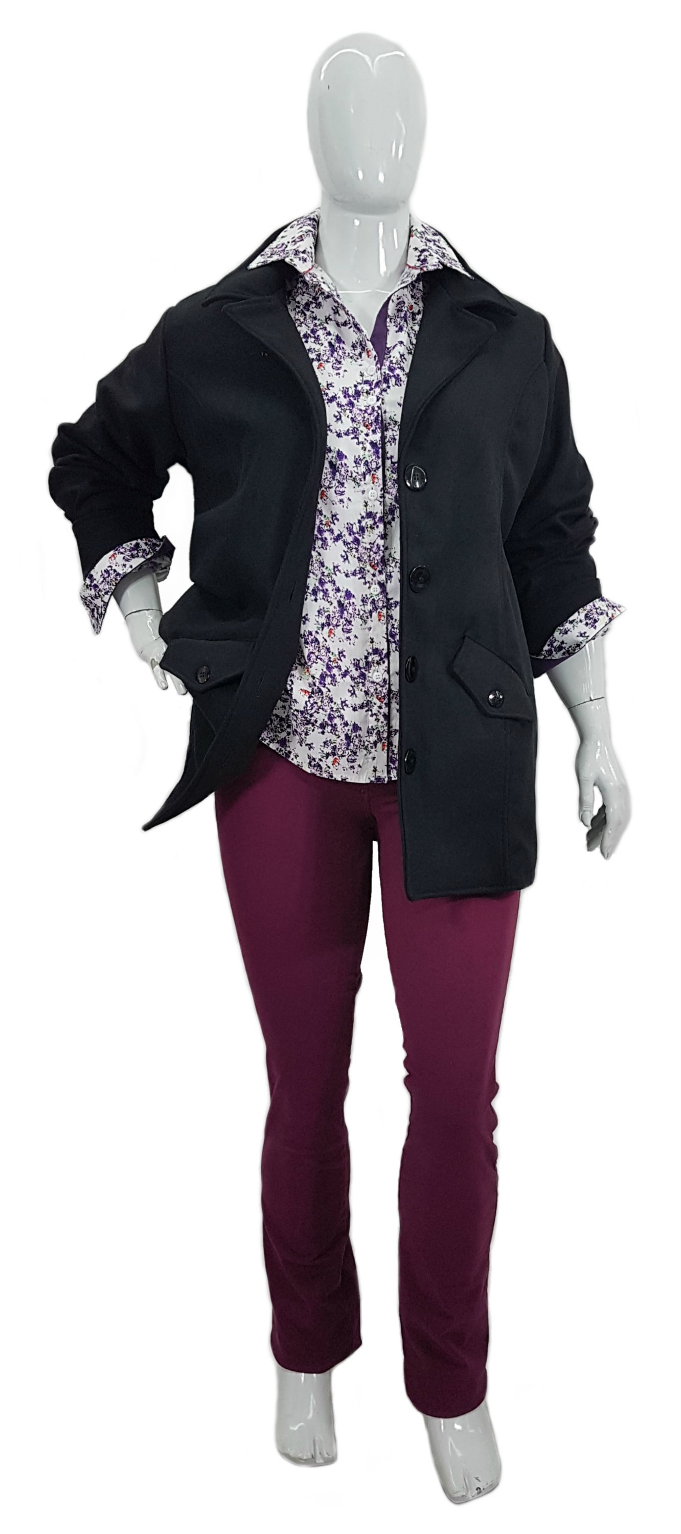 Casaco de L Plus Size Ref 03082 / Cala Sarja Ref 01905 / Camisa Plus Size de Algodo Ref 03090